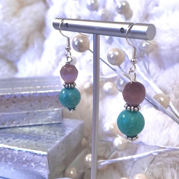 Handmade Sterling Silver Earrings Purple Cats Eye Everyday Chic Modern Staple - Picture 8 of 8